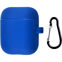 Чехол Silicone Case + Carabine для Apple AirPods Blue