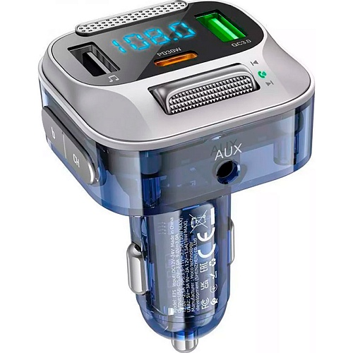 FM-трансмиттер Hoco FM Launcher E75 Bravery PD30W+QC3.0 Dark Blue FM-трансмиттер Hoco FM Launcher E75 Bravery PD30W+QC3.0 Dark Blue