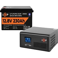 Источник бесперебойного питания (ИБП) LogicPower LPE-B-PSW-1500VA + LiFePO4 батарея 12.8V - 230Ah Smart BMS BT (20486)