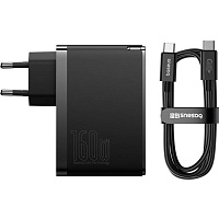 Мережевий зарядний пристрій Baseus GaN5 Pro Fast Charger 160W + Cable USB-C to USB-C Black (P10110825113-00) - придбати в Дніпрі, Україні: ціна, характеристики | інтернет-магазин TOUCH