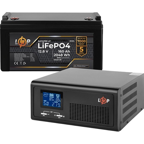 Источник бесперебойного питания (ИБП) LogicPower LPE-B-PSW-1000VA + LiFePO4 батарея 12.8V - 160Ah Smart BMS BT (30173)