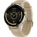 Смарт-часы Garmin Venu 3S Soft Gold Stainless Steel Bezel with French Gray Case and Leather Band (010-02785-55)