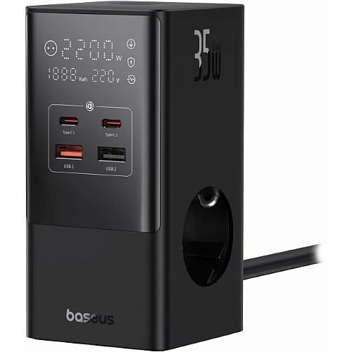 Мережевий зарядний пристрій Baseus GaN PowerCombo Tower Digital PowerStrip 35W Black (E00023606113-00) - придбати в Дніпрі, Україні: ціна, характеристики | інтернет-магазин TOUCH Мережевий зарядний пристрій Baseus GaN PowerCombo Tower Digital PowerStrip 35W Black (E00023606113-00) - придбати в Дніпрі, Україні: ціна, характеристики | інтернет-магазин TOUCH