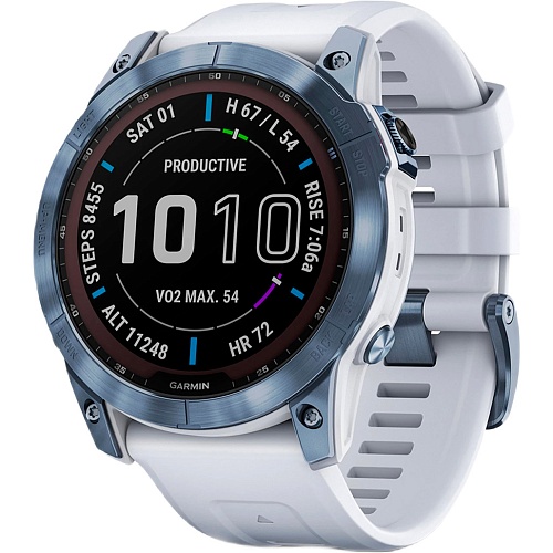 Смарт-годинник Garmin Fenix 7 Sapphire Solar Edition Mineral Blue DLC Titanium with Whitestone Band (010-02540-24/25) - придбати в Дніпрі, Україні: ціна, характеристики | інтернет-магазин TOUCH
