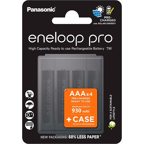 Аккумулятор Panasonic Eneloop Pro AAA 930mAh NiMh 4шт + Case Eneloop (BK-4HCDEC4CP)