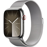 Смарт-часы Apple Watch Series 9 GPS + Cellular 45mm Silver Stainless Steel with Silver Milanese Loop (MRMQ3)