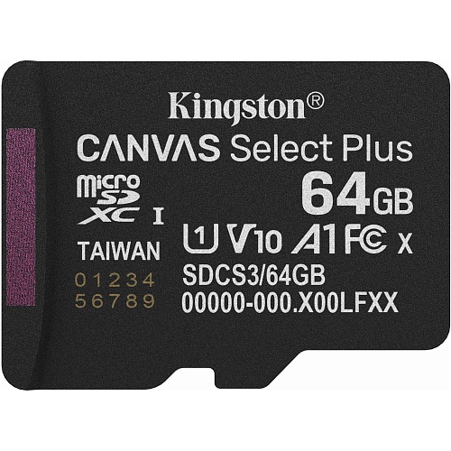 Карта пам'яті Kingston microSDXC Canvas Select Plus 64GB Class 10 UHS-1 А1 (SDCS3/64GBSP) - придбати в Дніпрі, Україні: ціна, характеристики | інтернет-магазин TOUCH