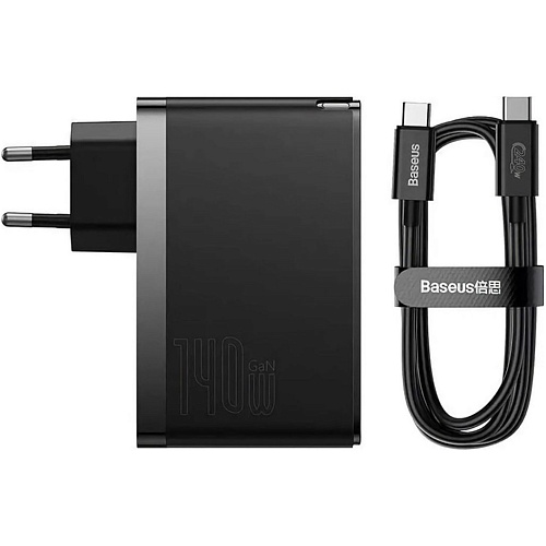Сетевое зарядное устройство Baseus GaN5 Pro Fast Charger 140W + Cable USB-C to USB-C Black (CCGP100201)