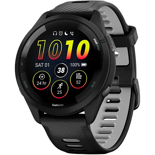 Смарт-часы Garmin Forerunner 265 Black Bezel and Case with Black/Powder Gray Silicone Band (010-02810-10)