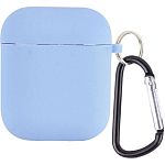 Чехол Silicone Case + Carabine для Apple AirPods Lilac Blue