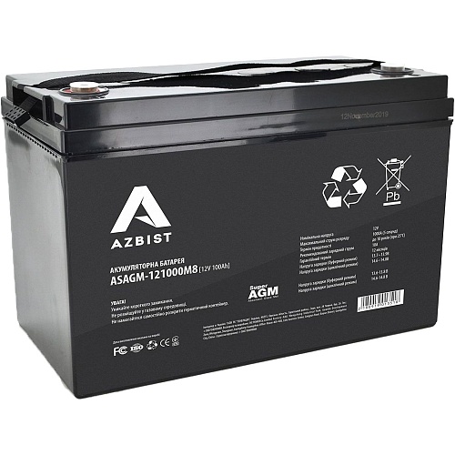 Аккумулятор Azbist Super AGM 12V (12V/100Ah/780Wh) (ASAGM-121000M8)