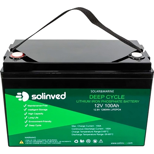 Акумулятор Solinved LiFePO4 12V (12.8V/100Ah/1280Wh) (SLV-12100FP) - придбати в Дніпрі, Україні: ціна, характеристики | інтернет-магазин TOUCH