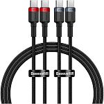 Кабель Baseus Cafule Charging Type-C to Type-C 100W 1m 2pcs Black (P10318306003-00)
