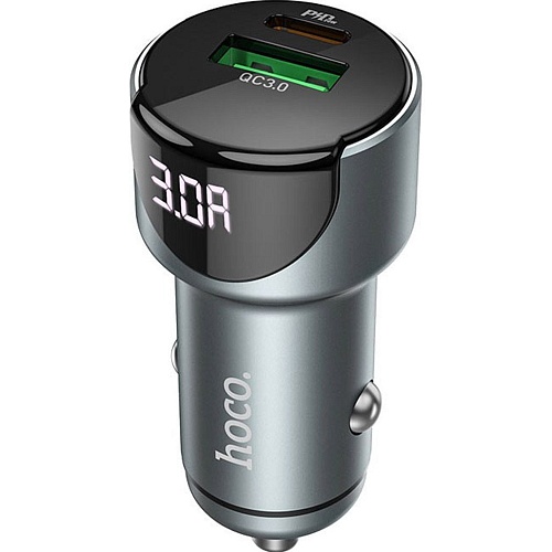 Автомобильное зарядное устройство Hoco Z42 Light Road PD20W + QC3.0 Gray