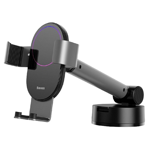 Автодержатель + беспроводное зарядное устройство Baseus Simplism Gravity Car Mount Holder (SUYL-JY0S) Silver