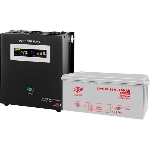 Источник бесперебойного питания (ИБП) LogicPower LPY-W-PSW-1000VA + LPM-GL батарея 12V - 200Ah (5869)