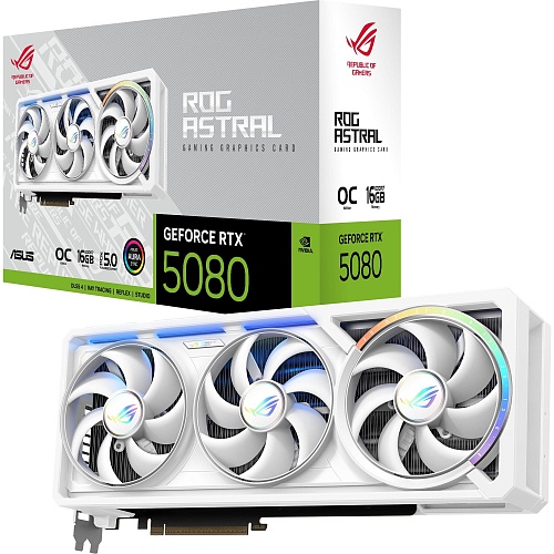 Відеокарта Asus ROG Astral GeForce RTX 5080 OC 16GB GAMING White (ROG-ASTRAL-RTX5080-O16G-WHITE) UA - придбати в Дніпрі, Україні: ціна, характеристики | інтернет-магазин TOUCH