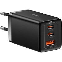 Мережевий зарядний пристрій Baseus GaN5 Pro Fast Charger 2C+U 65W + Cable USB-C Black (CCGP120201) - придбати в Дніпрі, Україні: ціна, характеристики | інтернет-магазин TOUCH
