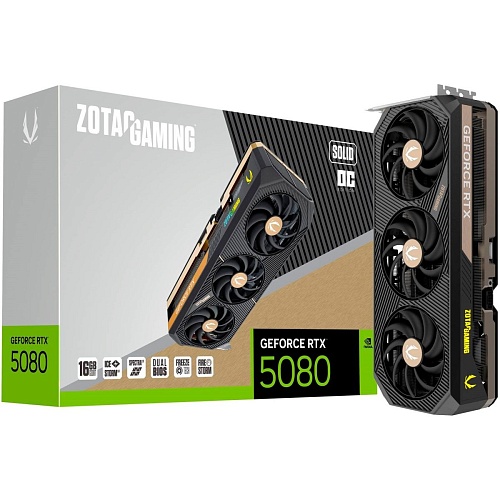 Видеокарта Zotac Gaming GeForce RTX 5080 SOLID OC 16GB (ZT-B50800J-10P) UA