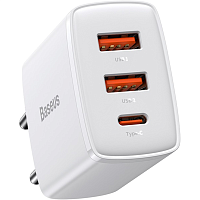 Сетевое зарядное устройство Baseus Compact Quick Charger 2U+C 30W White (CCXJ-E02)
