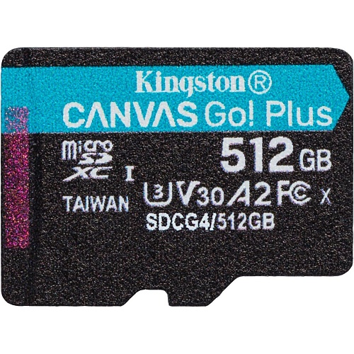 Карта памяти Kingston microSDXC Canvas Go! Plus 512GB Class 10 UHS-I U3 V30 A2 (SDG4/512GBSP)