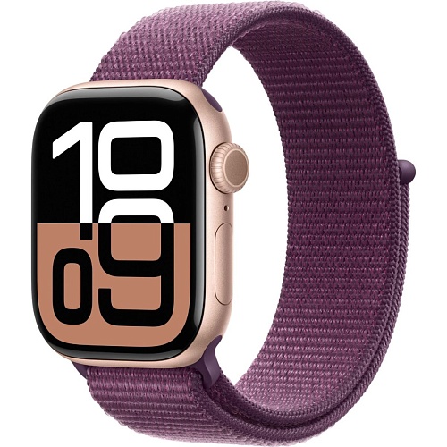 Смарт-часы Apple Watch Series 10 GPS 42mm Rose Gold Aluminum Case with Plum Sport Loop (MWWK3)