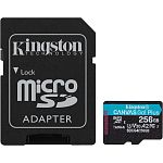 Карта пам'яті Kingston microSDXC Canvas Go! Plus 256GB Class 10 UHS-I U3 V30 A2 + SD адаптер (SDCG4/256GB)
