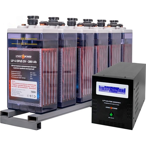 Источник бесперебойного питания (ИБП) LogicPower UPS B6000VA + 24 шт. х АКБ LP 4 OPzS 2V 280Ah (19672)