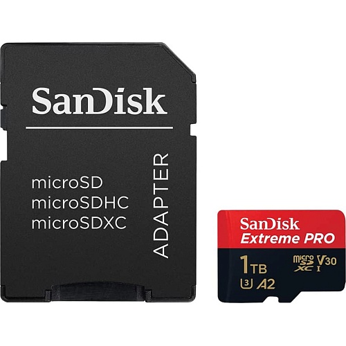 Карта памяти SanDisk 1TB microSDXC Extreme Pro UHS-I U3 + SD Adapter (SDSQXCD-1T00-GN6MA)
