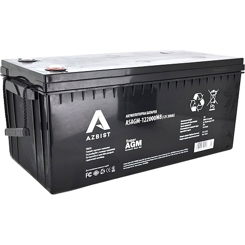 Акумулятор Azbist Super AGM 12V (12V/200Ah/2400Wh) (ASAGM-122000M8) - придбати в Дніпрі, Україні: ціна, характеристики | інтернет-магазин TOUCH