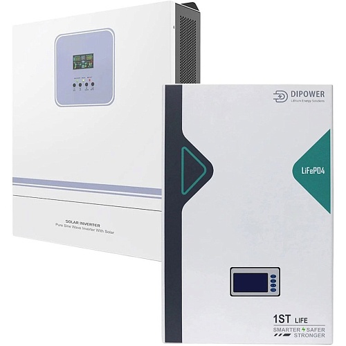 Гибридный солнечный инвертор Techfine GA-11048JMH + АКБ Dipower LiFePO4 5120Wh