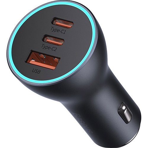 Автомобильное зарядное устройство Baseus Golden Contactor Pro Triple Fast Charger Car Charger 65W U+C+C Dark Gray (CGJP010013)