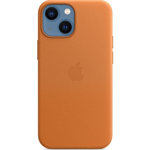 Чехол Leather Case with MagSafe для Apple iPhone 14 Golden Brown AAA
