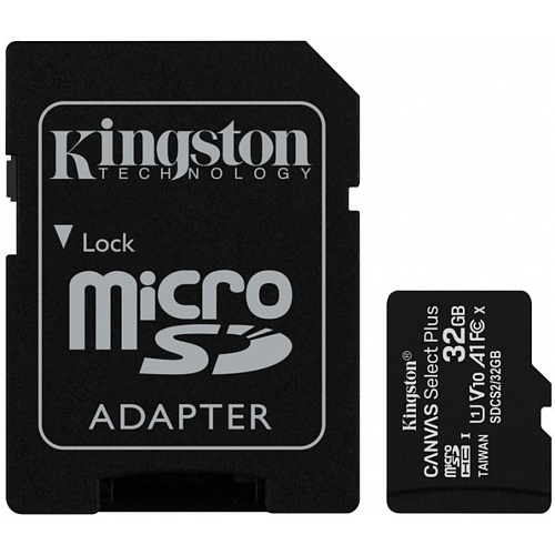 Карта памяти Kingston 32GB microSDXC Canvas Select Plus A1 C10 + SD адаптер (SDCS2/32GB)