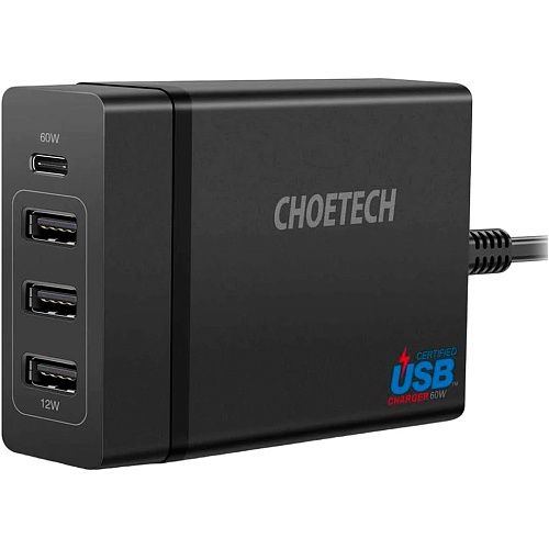 Сетевое зарядное устройство Choetech 72W Black (PD72-1C3UEU-101BK)