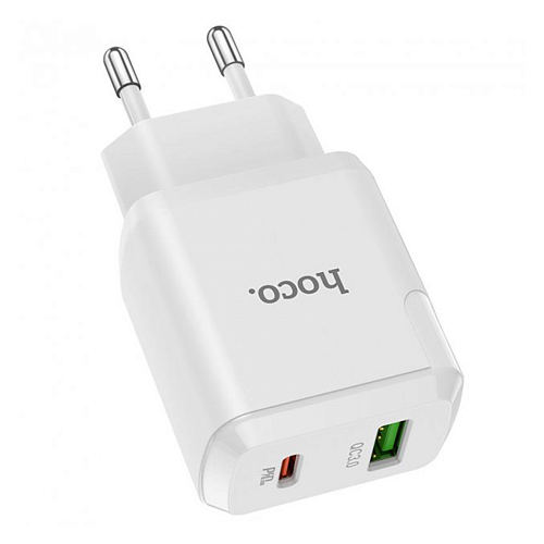 Сетевое зарядное устройство Hoco N5 Favor Dual Port PD20W+QC3.0 (White)