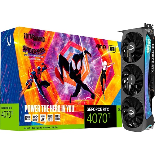 Видеокарта Zotac Gaming GeForce RTX 4070 Ti AMP AIRO SPIDER-MAN: Across the Spider-Verse Bundle (ZT-D40710F-10SMP) EU