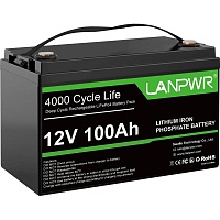 Аккумулятор LANPWR LiFePO4 12V (12V/100Ah/1200Wh) (LANPWR-12-100-BT)