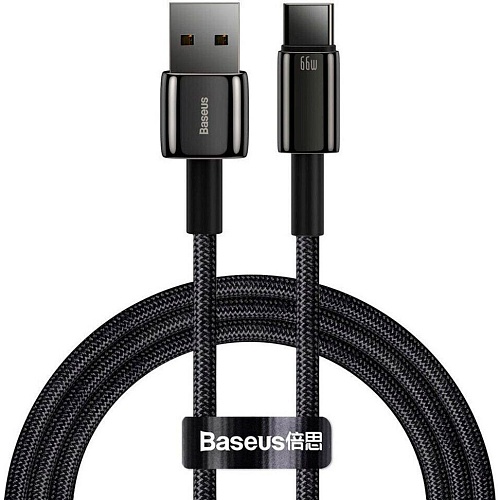 Кабель Baseus Tungsten Gold Fast Charging Data Cable USB to USB-C 66W 1m Black (CATWJ-B01)