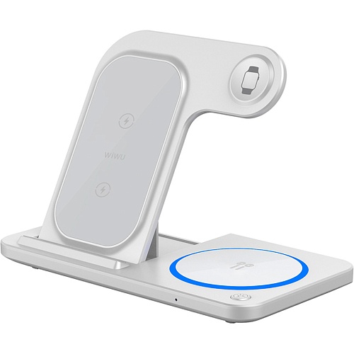 Беспроводное зарядное устройство WiWU Wi-W020 Foldable Magnetic Station Wireless Charger 3in1 15W White (6976195093537)