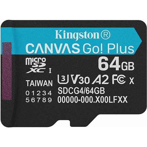 Карта пам'яті Kingston microSDXC Canvas Go! Plus 64GB Class 10 UHS-1 U3 V30 (SDCG4/64GBSP) - придбати в Дніпрі, Україні: ціна, характеристики | інтернет-магазин TOUCH