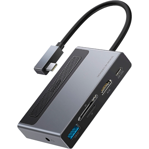 USB-хаб Baseus Magic Multifunctional Type-C HUB with a Retractable Clip Standard Edition Space Gray (CAHUB-DA0G)