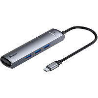 USB-хаб Baseus Mechanical Eye 6-in-1 Type-C to 3xUSB3.0+RJ-45+HDMI Gray (CAHUB-J0G)
