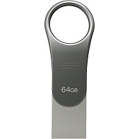 USB флеш-накопичувач Silicon Power Mobile C80 64GB USB-A 3.2 Gen 1 / USB-C Silver (SP064GBUC3C80V1S)
