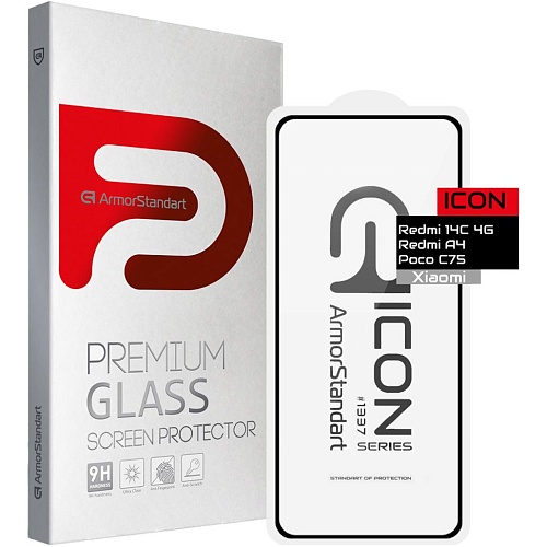 Захисне скло ArmorStandart Full Glue Pro Glass для Xiaomi Redmi 14C 4G/ Redmi A4/ Redmi A5 / Poco C75 / C71 Black (ARM79329) - придбати в Дніпрі, Україні: ціна, характеристики | інтернет-магазин TOUCH