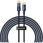 Кабель Baseus Explorer with Auto Shutdown USB-C to USB-C 100w 2m Deepsea Blue (P10319704321-01)