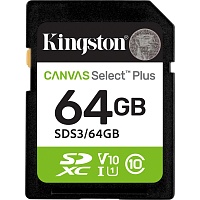 Карта памяти Kingston SDXC Canvas Select Plus 64GB Class 10 UHS-I V10 A1 (SDS3/64GB)
