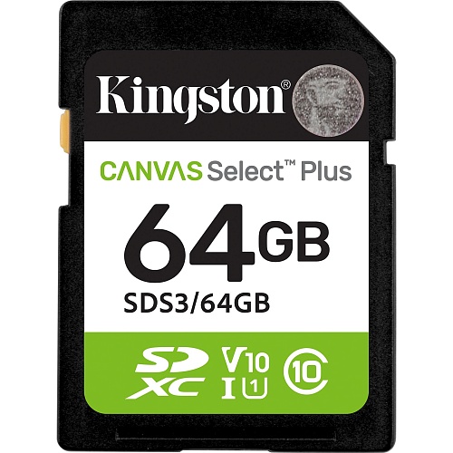 Карта пам'яті Kingston SDXC Canvas Select Plus 64GB Class 10 UHS-I V10 A1 (SDS3/64GB) - придбати в Дніпрі, Україні: ціна, характеристики | інтернет-магазин TOUCH
