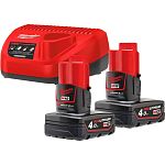 Аккумуляторы к электроинструменту + зарядное устройство Milwaukee M12 NRG-402 (4933459211)