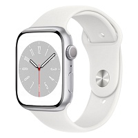 Смарт-часы Apple Watch Series 8 45mm Silver Aluminum Case with White Sport Band M/L (MP6N3UL/A)